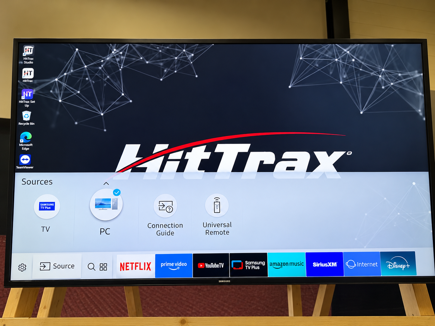 TV Sources menu with the PC input selected