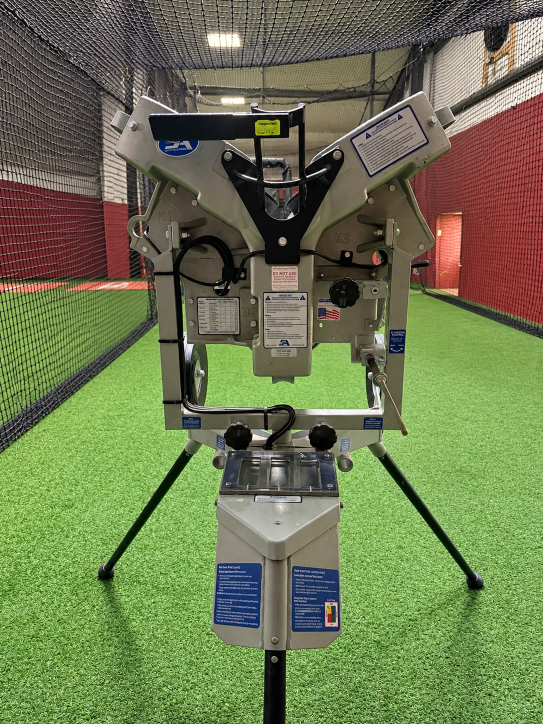 Triple Play’s I-Hack Attack in our batting cage, showing the lower control screen and pitch locators