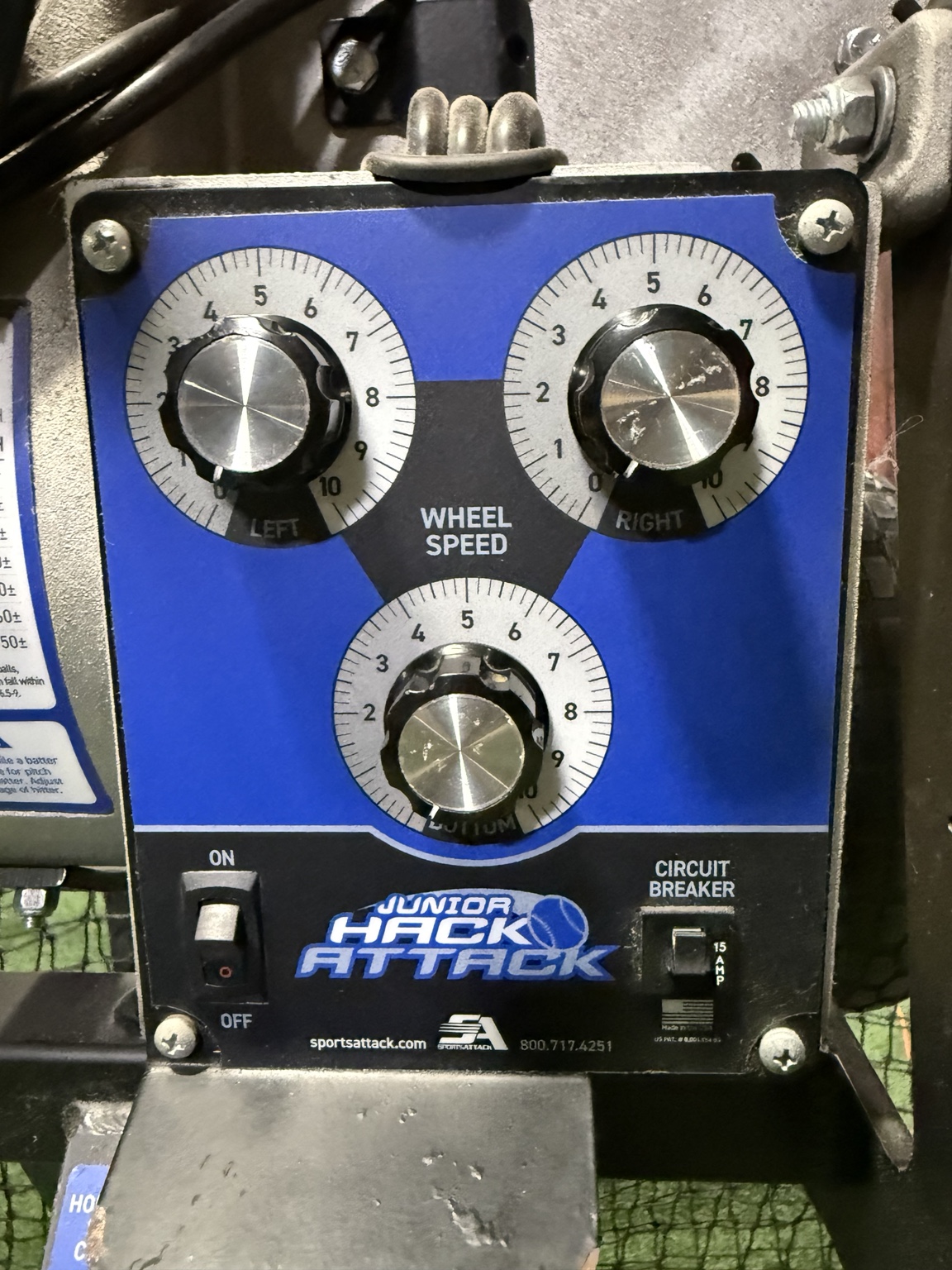 Jr. Hack Attack left, right and bottom wheel speed dials