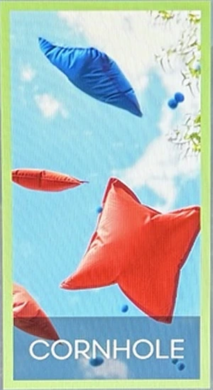 CORNHOLE game tile on the Triple Play simulator